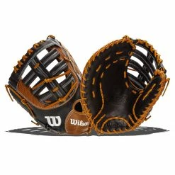 New โค๏ธ Wilson A2K 12.25" SuperSkin First Base Mitt: WBW1000721225 Black, Brown, Tan ๐