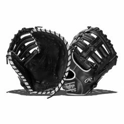 Promo 🔔 Rawlings Encore 12" Baseball First Base Mitt: ECFBM-10B Black, Grey, Silver ⭐