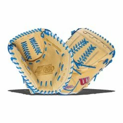 Promo 😍 Wilson A2000 Aubree Munro SuperSkin AM1 Spin Control 34" Fastpitch Softball Catcher's Mitt: WBW10043634 Blue, Red, Tan 🎁