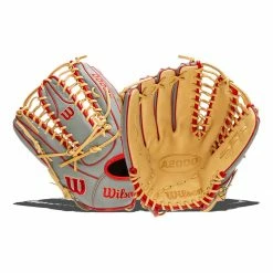 Flash Sale 🎉 Wilson A2000 SuperSkin OT7 12.75" Baseball Glove: WBW1001041275 Grey, Red, Tan 🤩
