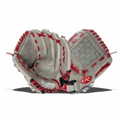 Flash Sale 😍 Rawlings Sure Catch 11" Mike Trout Youth Baseball Glove: SC110MT Grey, Red ❤️