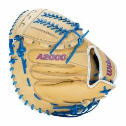 Promo 😍 Wilson A2000 Aubree Munro SuperSkin AM1 Spin Control 34" Fastpitch Softball Catcher's Mitt: WBW10043634 Blue, Red, Tan 🎁 -BaseBallBat Sales Store 75dc 09 21 wilson a2000 aubree munro superskin am1 spin control 34 fastpitch softball catchers mitt wbw10043634 34696 5 l