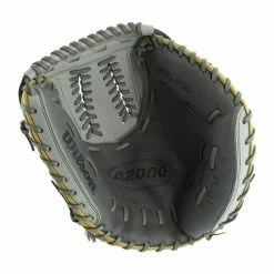 Promo 🎉 Wilson A2000 SuperSkin 34" Fastpitch Softball Catcher's Mitt: WTA20RF19CM34SS Grey, White ✔️