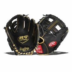 Wholesale 😍 Rawlings R9 9.5" Baseball Training Glove: R9TRBG Black, Gold 😍