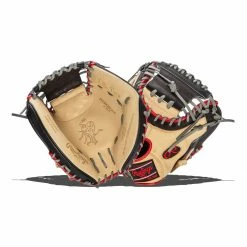 Flash Sale 🔥 Rawlings Heart of the Hide R2G Contour 33" Baseball Catcher's Mitt: PRORCM33UC Black, Red, Tan 👍
