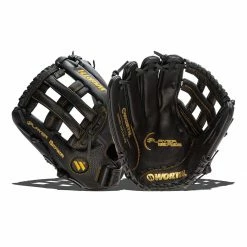 Budget ✔️ Worth Player Series 14" Slow Pitch Softball Glove: WPL140-PH Black, Gold 💯