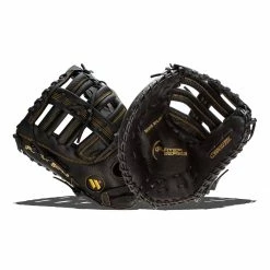 Discount ❤️ Worth Player Series 13" Slow Pitch First Base Mitt: WPL130-FB Black, Gold ⭐