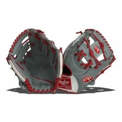 Discount ⌛ Rawlings HOH Mark of a Pro 11.25" Baseball Glove: SPNP2-2GW Grey, Red 🎉