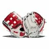 Coupon ⌛ Miken Pro Series 13.5" Slow Pitch Softball Glove: PRO135-WSN Blue, Red, White 😀